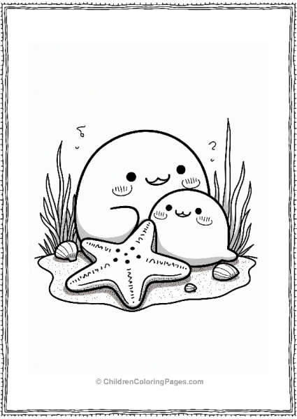 Sumikko Gurashi Playing With Starfish Free PDF Printable