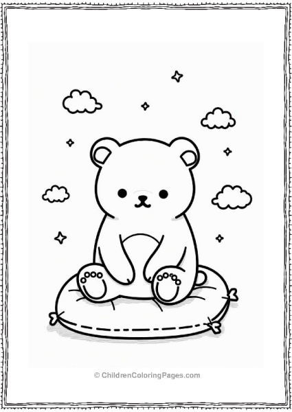 Sumikko Gurashi Rilakkuma Sitting Among Clouds And Stars Free PDF Printable