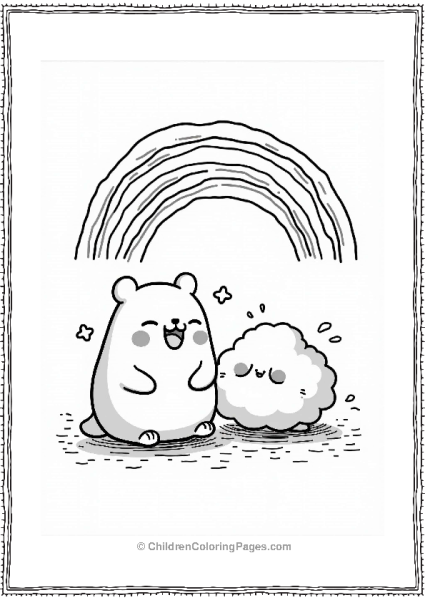 Sumikko Gurashi Shirokuma And Cloud Under A Rainbow Free PDF Printable