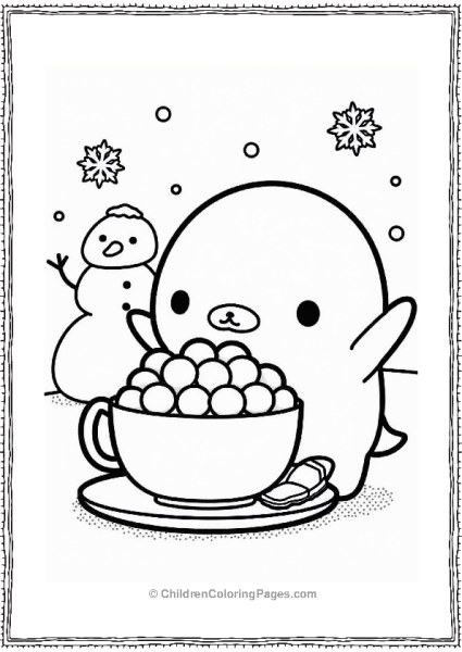 Sumikko Gurashi Shirokuma And Penguin Enjoying Hot Chocolate Free PDF Printable