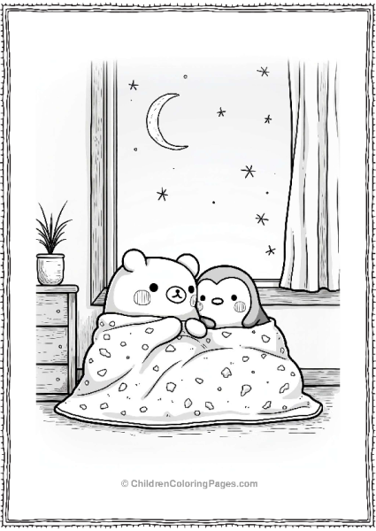 Sumikko Gurashi Shirokuma And Penguin Watching The Moon Free PDF Printable