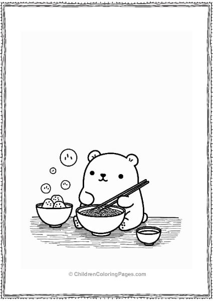 Sumikko Gurashi Shirokuma Enjoying Ramen Free PDF Printable