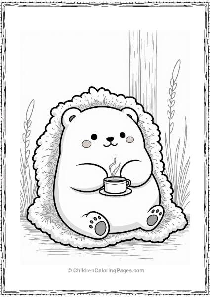 Sumikko Gurashi Shirokuma In A Cozy Corner With Tea Free PDF Printable
