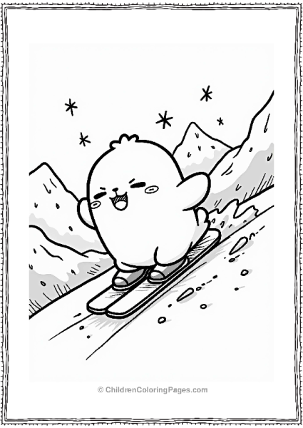 Sumikko Gurashi Snowboarding In Winter Free PDF Printable