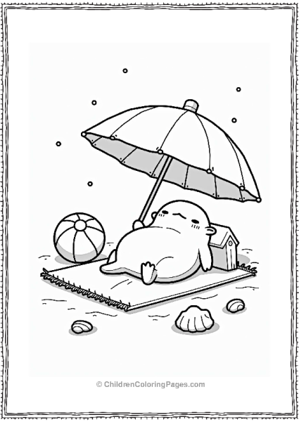 Sumikko Gurashi Tokage Relaxing Under A Sun Umbrella Free PDF Printable
