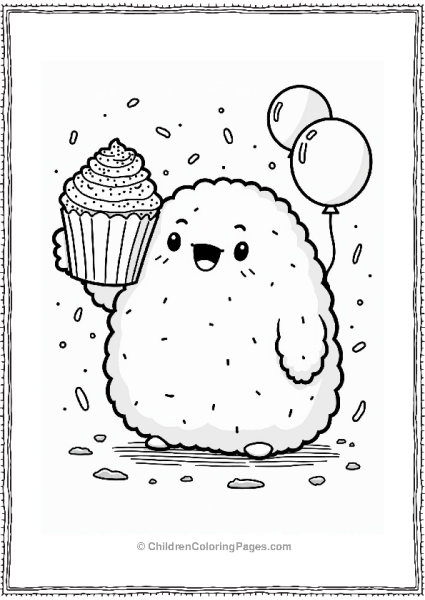 Sumikko Gurashi Tonkatsu With Cupcake And Balloons Free PDF Printable
