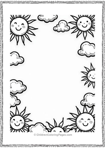 Sunshine And Clouds Frame Pattern Free PDF Printable