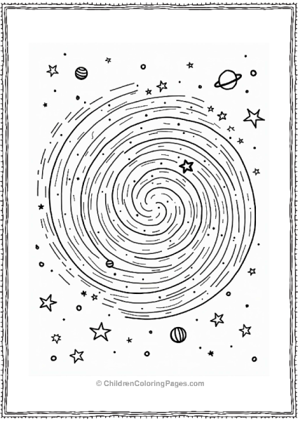 Swirling Galaxy Coloring Pattern Free PDF Printable