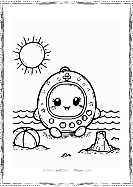 Tamagotchi Building A Sandcastle At The Beach Free PDF Printable