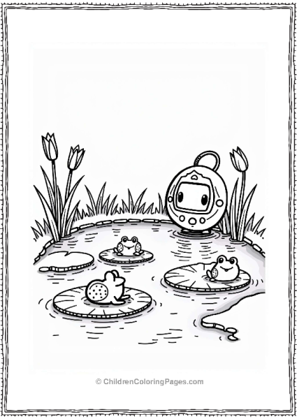Tamagotchi Character By A Pond Free PDF Printable