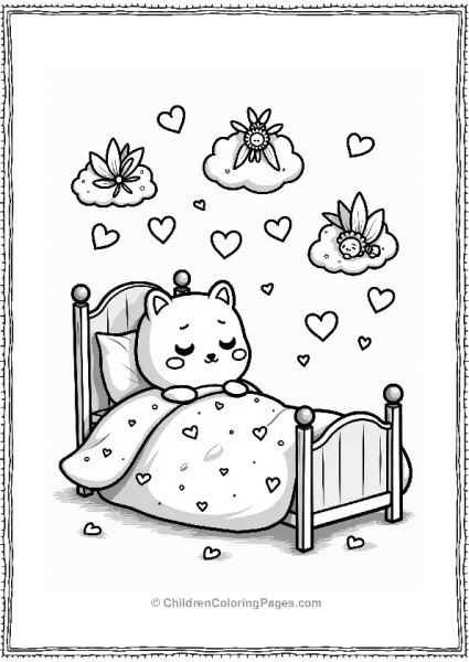 Tamagotchi Character In A Dreamy Bed Free PDF Printable