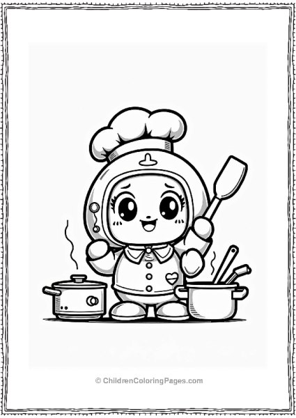 Tamagotchi Chef Cooking In Minimalist Style Free PDF Printable