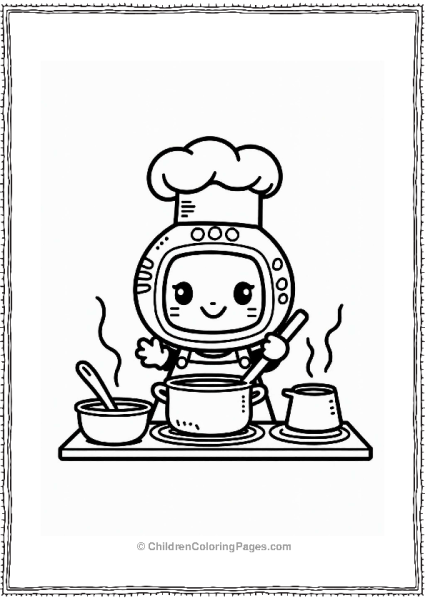 Tamagotchi Cooking In A Cheerful Kitchen Free PDF Printable