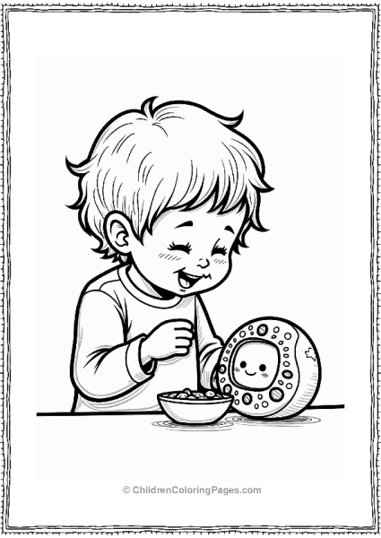 Tamagotchi Feeding Time With A Happy Child Free PDF Printable
