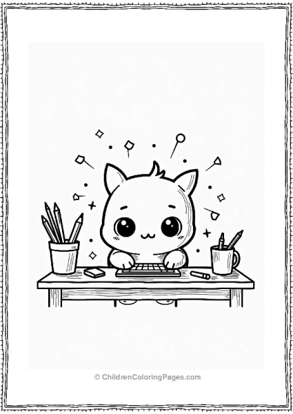 Tamagotchi In A Cozy Study Free PDF Printable