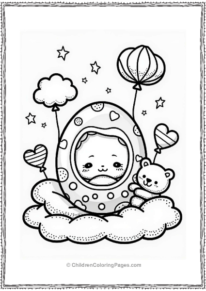 Tamagotchi In Bed With Teddy Bear Free PDF Printable