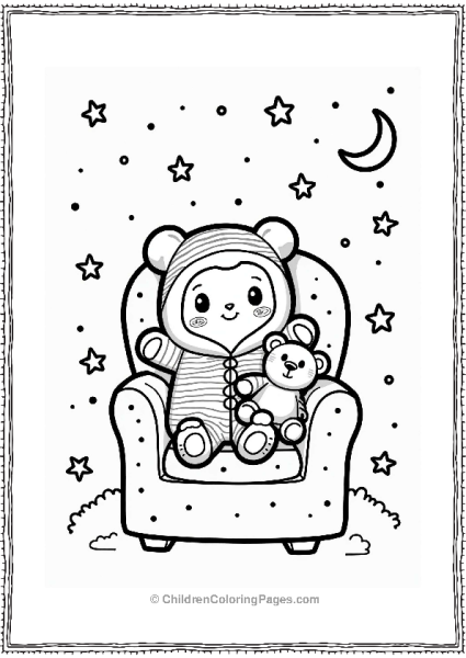 Tamagotchi In Pajamas With Teddy Bear Free PDF Printable