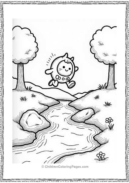 Tamagotchi Jumping Over A Stream Free PDF Printable