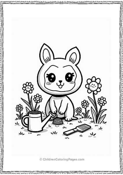 Tamagotchi Planting Flowers In A Garden Free PDF Printable
