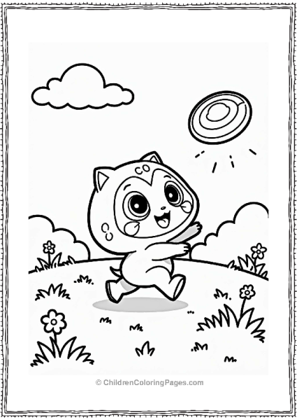 Tamagotchi Playing Frisbee In A Field Free PDF Printable