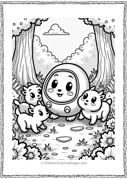 Tamagotchi Playing Hide And Seek In A Glade Free PDF Printable