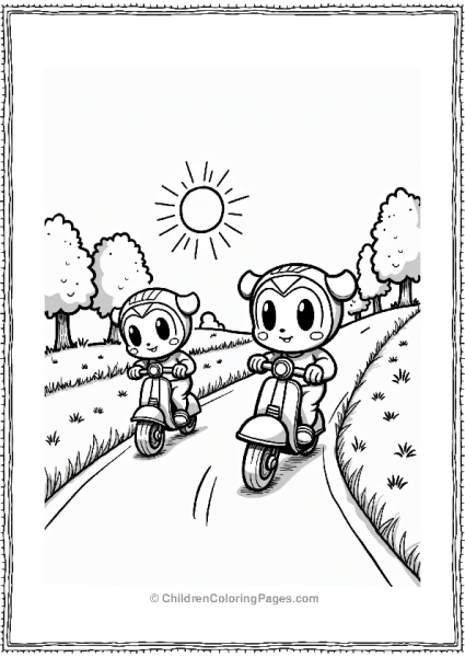 Tamagotchi Racing On Scooters Free PDF Printable