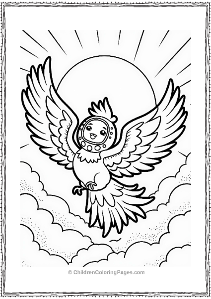 Tamagotchi Riding A Phoenix At Sunset Free PDF Printable
