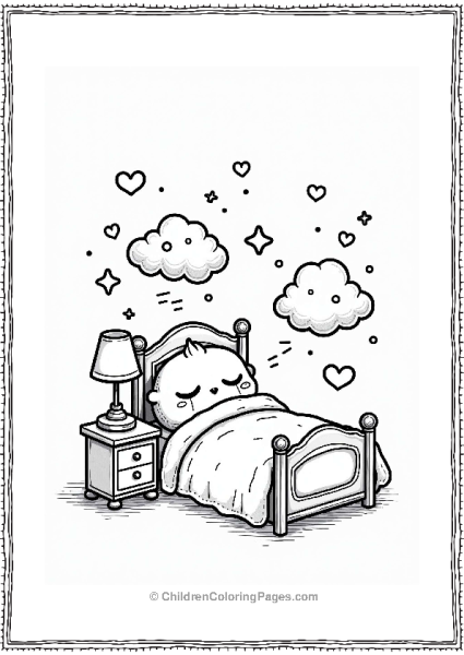 Tamagotchi Sleeping In A Cozy Bed Free PDF Printable