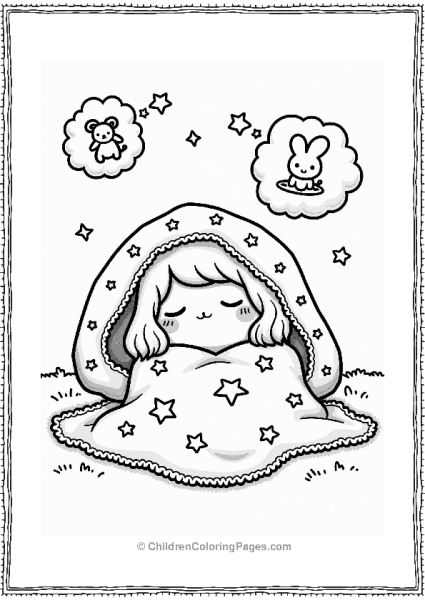 Tamagotchi Snoozing Under Dreamy Blanket Free PDF Printable