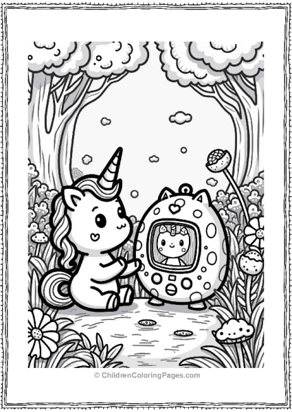 Tamagotchi With A Unicorn In An Enchanted Forest Free PDF Printable