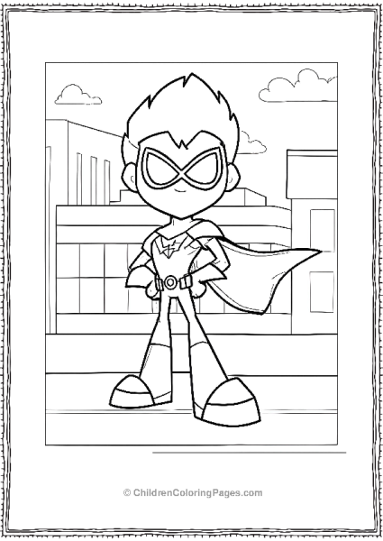 Teen Titans Go Robin Posing On A Rooftop Free PDF Printable