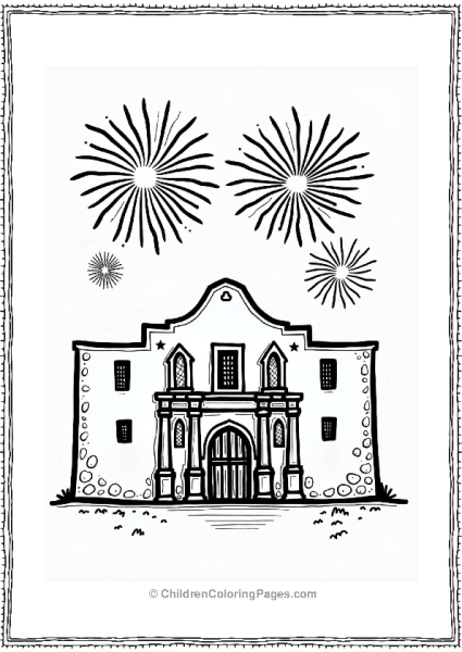 The Alamo With Fireworks Celebration On 4th Of July Free PDF Printable