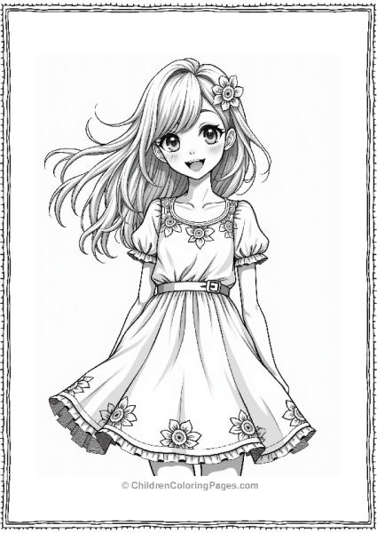 Trendy Manga Girl In Summer Dress Free PDF Printable