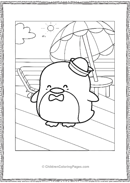Tuxedo Sam On A Beach Free PDF Printable