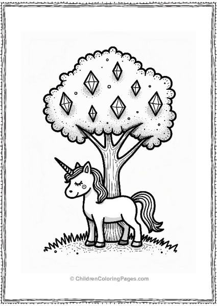 Unicorn Beside A Diamond Tree Free PDF Printable