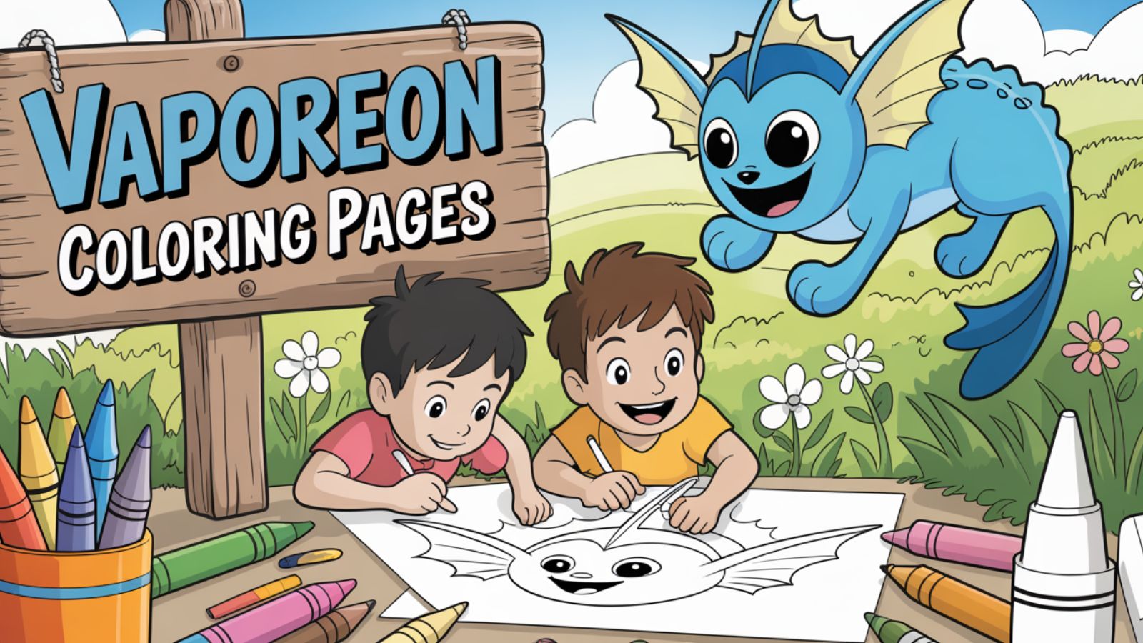 Vaporeon Coloring Pages – Free PDF Printables 🌊💧🐟