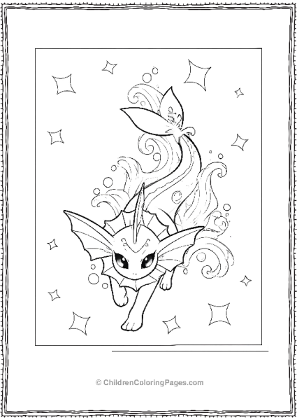 Vaporeon Pokémon With Stars Free PDF Printable