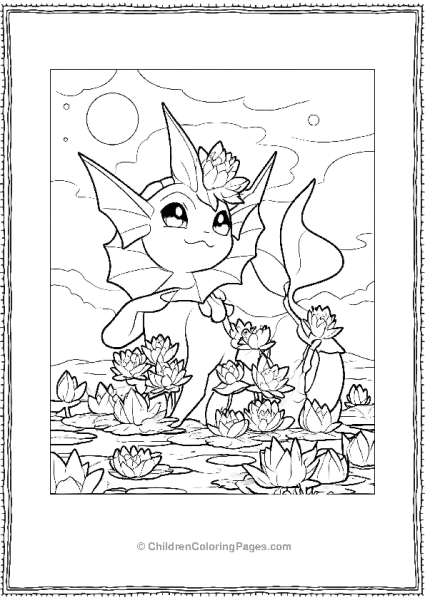 Vaporeon With Water Lilies Free PDF Printable