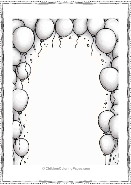 Whimsical Balloon Border For Kids Coloring Pattern Free PDF Printable