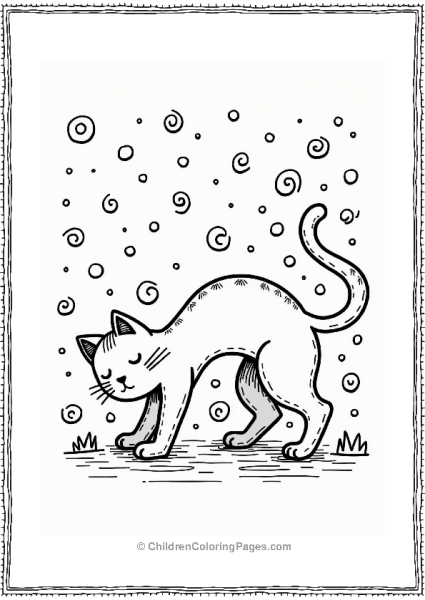 Whimsical Cat With Playful Patterns Free PDF Printable