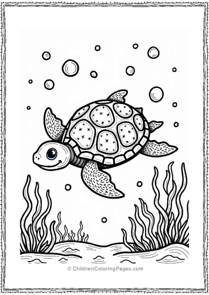 Whimsical Turtle With Starry Shell Pattern Free PDF Printable