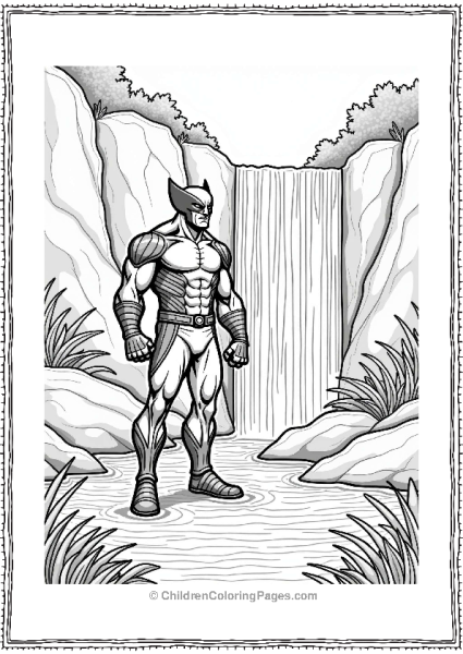 Wolverine By A Waterfall Free PDF Printable