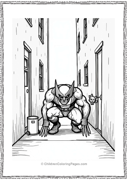 Wolverine Crouching In An Alley Free PDF Printable
