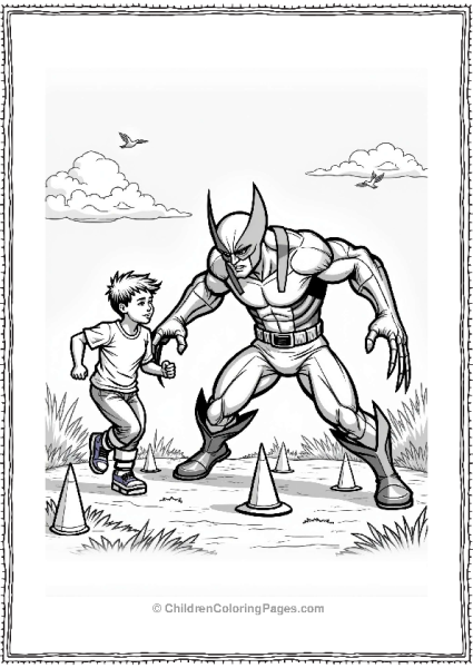 Wolverine Guides Young Hero Through Obstacle Course Free PDF Printable