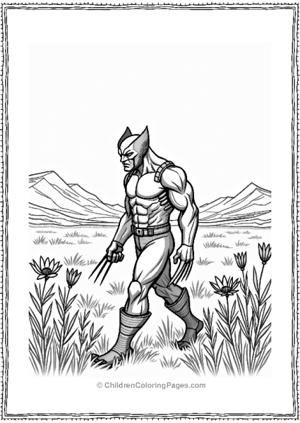 Wolverine In A Flower Field Free PDF Printable
