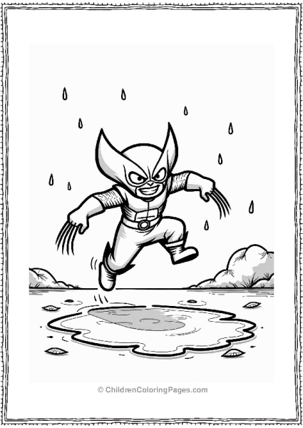 Wolverine Jumping Over A Puddle Free PDF Printable