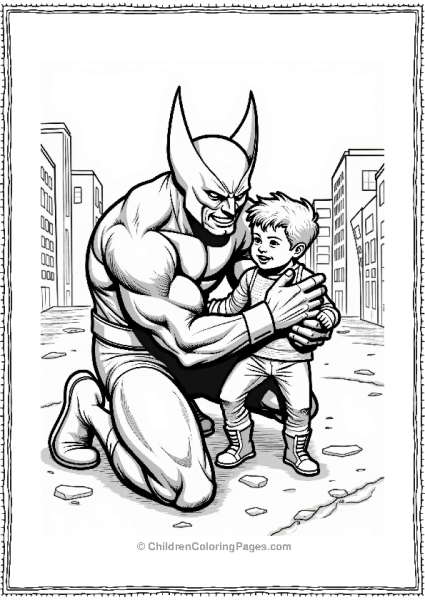 Wolverine Rescuing A Child Free PDF Printable