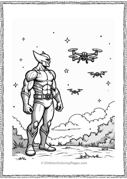 Wolverine With Flying Drones Free PDF Printable