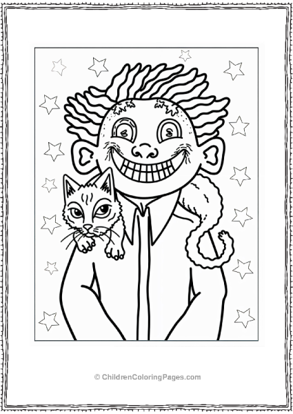 Wybie With His Cat On Shoulders From Coraline Free PDF Printable
