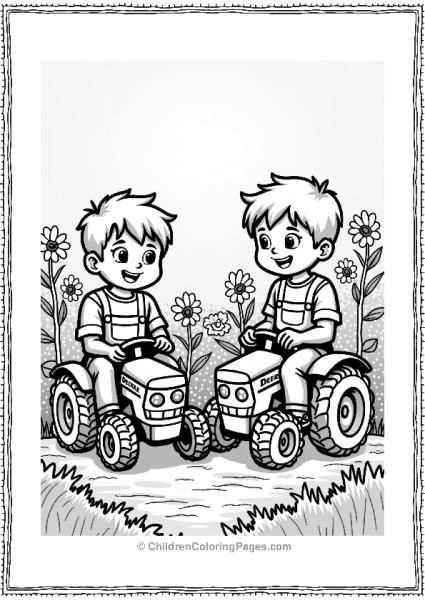 Young Farmers With John Deere Tractors Free PDF Printable